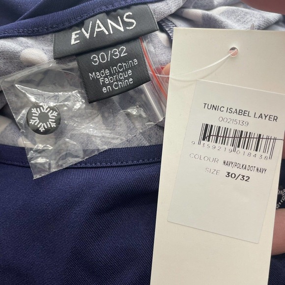 NWT Womens Plus Size 30/32 Evans 4X Blue Isabelle Layered Tunic‎ Top Blouse - Picture 2 of 16